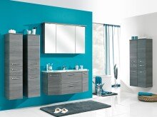 Midischrank >Abelica II< in Graphit Struktur aus Glas - 60x141x33cm (BxHxT)