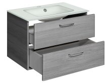 Waschtisch-Set >Abelica I< in Weiß aus Glas - 74,5x54,5x45cm (BxHxT)