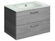 Waschtisch-Set >Abelica I< in Weiß aus Glas - 74,5x54,5x45cm (BxHxT)