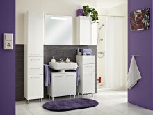 Hochschrank >Carrie< in Weiß-Glanz aus Glas - 35x185,5x33cm (BxHxT)