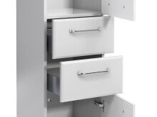 Hochschrank >Carrie< in Weiß-Glanz aus Glas - 35x185,5x33cm (BxHxT)