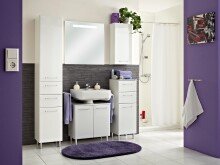 Hochschrank >Carrie< in Weiß-Glanz aus Glas - 35x185,5x33cm (BxHxT)