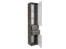 Hochschrank >Carrie< in Graphit Struktur quer aus Glas - 35x185,5x33cm (BxHxT)
