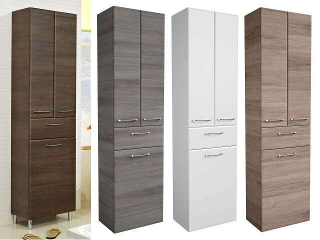 Hochschrank >Carrie< in Chrom-Glanz aus Glas - 50x185,5x33cm (BxHxT)