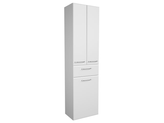 Hochschrank >Carrie< in Weiß Glanz aus Glas - 50x185,5x33cm (BxHxT)