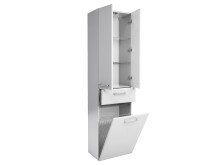 Hochschrank >Carrie< in Weiß Glanz aus Glas - 50x185,5x33cm (BxHxT)