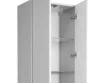 Hochschrank >Carrie< in Weiß Glanz aus Glas - 50x185,5x33cm (BxHxT)