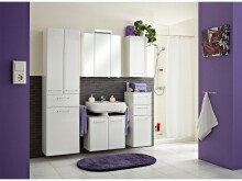 Hochschrank >Carrie< in Weiß Glanz aus Glas - 50x185,5x33cm (BxHxT)