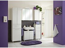 Hochschrank >Carrie< in Weiß Glanz aus Glas - 50x185,5x33cm (BxHxT)