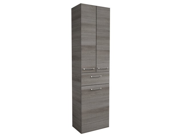 Hochschrank >Carrie< in Graphit Struktur aus Glas - 50x185,5x33cm (BxHxT)
