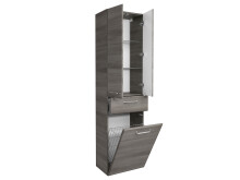 Hochschrank >Carrie< in Graphit Struktur aus Glas - 50x185,5x33cm (BxHxT)