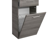 Hochschrank >Carrie< in Graphit Struktur aus Glas - 50x185,5x33cm (BxHxT)