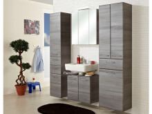 Hochschrank >Carrie< in Graphit Struktur aus Glas - 50x185,5x33cm (BxHxT)