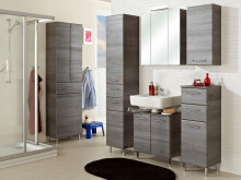 Hochschrank >Carrie< in Graphit Struktur aus Glas - 50x185,5x33cm (BxHxT)