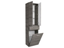 Hochschrank >Carrie< in Graphit Struktur aus Glas - 50x185,5x33cm (BxHxT)