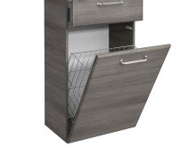 Hochschrank >Carrie< in Graphit Struktur aus Glas - 50x185,5x33cm (BxHxT)