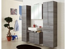 Hochschrank >Carrie< in Graphit Struktur aus Glas - 50x185,5x33cm (BxHxT)