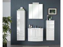 Midischrank >Carrie I< in Weiß aus Glas - 35x136,1x33cm (BxHxT)