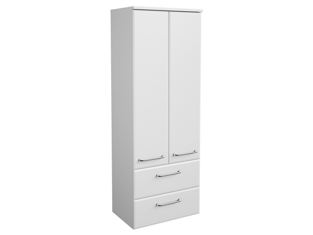 Midischrank >Carrie II< in Weiß/Hochglanz aus Glas - 50x136,1x33cm (BxHxT)