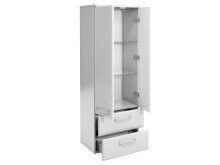Midischrank >Carrie II< in Weiß/Hochglanz aus Glas - 50x136,1x33cm (BxHxT)
