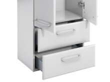 Midischrank >Carrie II< in Weiß/Hochglanz aus Glas - 50x136,1x33cm (BxHxT)