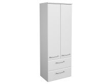 Midischrank >Carrie II< in Weiß/Hochglanz aus Glas - 50x136,1x33cm (BxHxT)