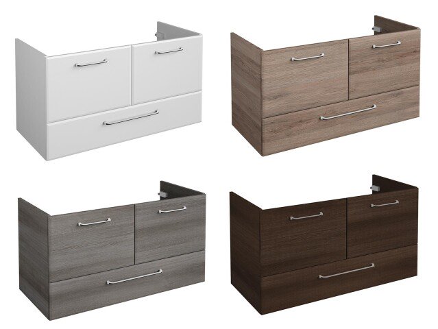 Waschbeckenunterschrank >Carrie II< in Chrom-Glanz aus MDF - 96x51x44cm (BxHxT)