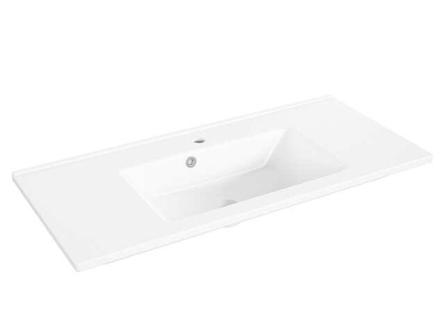 Waschbecken >Carrie I< in Weiß aus Keramik - 100x2x45cm (BxHxT)