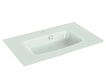 Waschbecken >Carrie I< in Weiß aus Glas -...