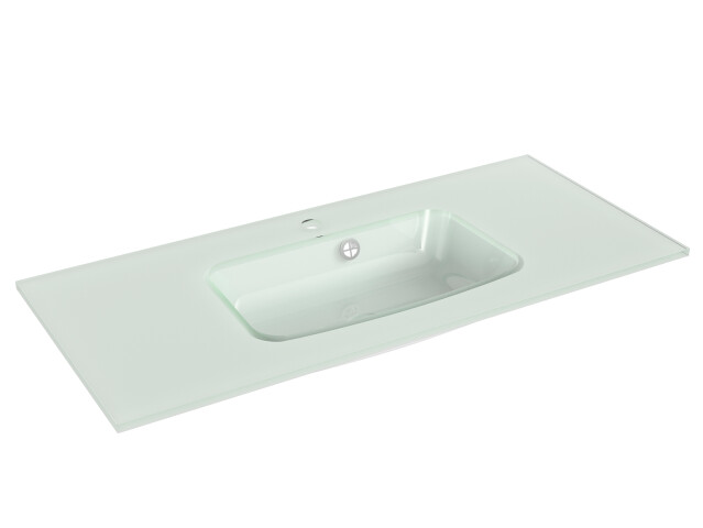 Waschbecken >Carrie I< in Weiß aus Glas - 99x1,5x44,5cm (BxHxT)