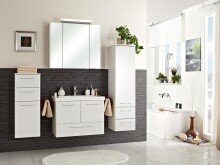 Spiegelschrank >Carrie II< in Weiß-Glanz - 80x70x16cm (BxHxT)