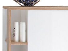 Midischrank >Jenn I< in Weiß/Hochglanz aus Glas - 50,5x128x33cm (BxHxT)