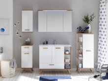 Midischrank >Jenn I< in Weiß/Hochglanz aus Glas - 50,5x128x33cm (BxHxT)