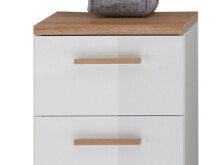 Unterschrank >Jenn< in Weiß/Hochglanz aus Glas - 35,5x89,5x33cm (BxHxT)