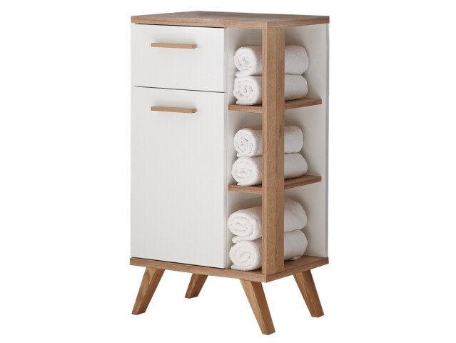 Unterschrank >Jenn II< in Weiß/Hochglanz aus Glas - 50,5x89,5x33cm (BxHxT)