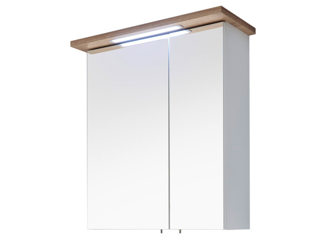 Spiegelschrank >Jenn I< in weiß-glänzend aus Massivholz - 60x72x20cm (BxHxT)