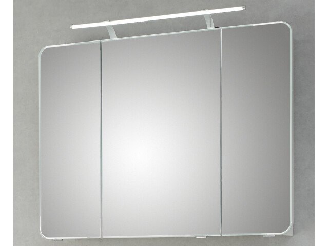 Spiegelschrank >Maire I< in Polarweiß/Hochglanz aus Glas - 90x72x17cm (BxHxT)