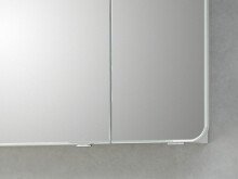 Spiegelschrank >Maire I< in Polarweiß/Hochglanz aus Glas - 90x72x17cm (BxHxT)