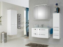 Spiegelschrank >Maire I< in Polarweiß/Hochglanz aus Glas - 90x72x17cm (BxHxT)