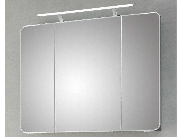 Spiegelschrank >Maire I< in Steingrau/Hochglanz aus Glas - 90x72x17cm (BxHxT)