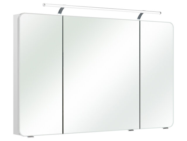 Spiegelschrank >Maire II< in Polarweiß/Hochglanz aus Glas - 120x72x17cm (BxHxT)