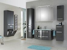 Hängeschrank >Maire< in Steingrau Hochglanz aus Glas - 30x70x17cm (BxHxT)