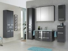 Hängeschrank >Maire< in Steingrau Hochglanz aus Glas - 30x70x17cm (BxHxT)