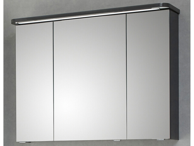 Spiegelschrank >Maire III< in Steingrau/Hochglanz aus Glas - 90x72,6x17 (BxHxT)