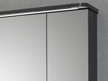Spiegelschrank >Maire III< in Steingrau/Hochglanz aus Glas - 90x72,6x17 (BxHxT)