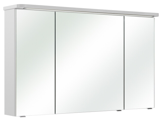 Spiegelschrank >Maire IV< in Polarweiß/Hochglanz aus Glas - 120x72,6x17 (BxHxT)