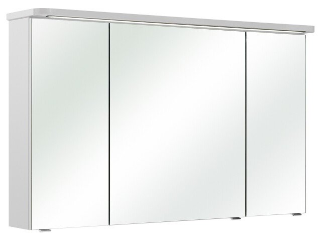 Spiegelschrank >Maire IV< in Polarweiß/Hochglanz aus Glas - 120x72,6x17 (BxHxT)