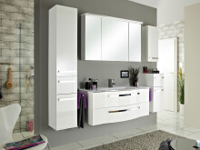 Spiegelschrank >Maire IV< in Polarweiß/Hochglanz aus Glas - 120x72,6x17 (BxHxT)