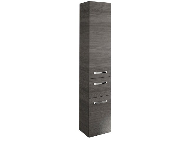 Hochschrank >Akron< in Graphit-Struktur aus Glas - 30x168x33cm (BxHxT)
