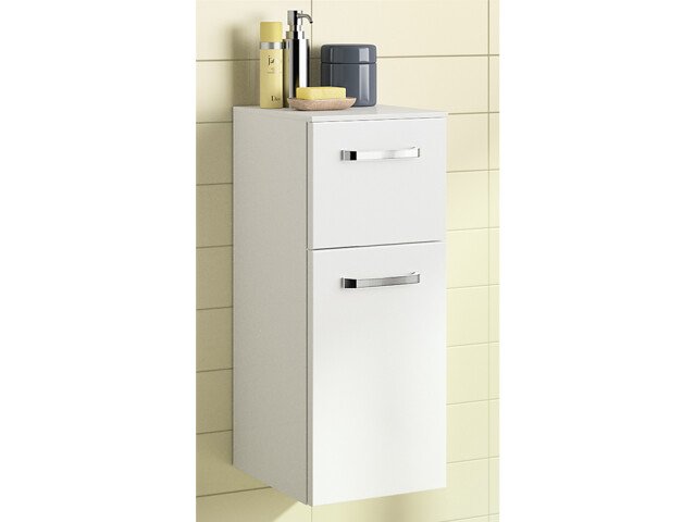 Unterschrank >Akron< in Weiß/Glanz aus Glas - 30x73,2x33cm (BxHxT)